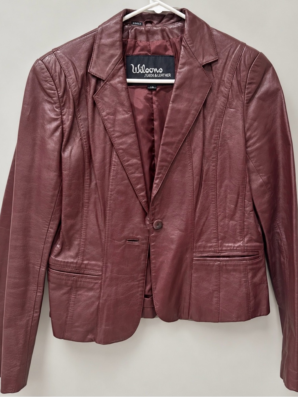 Vintage 1970s Wilson's Leather Jacket Burgundy Brown Leather Women's 10